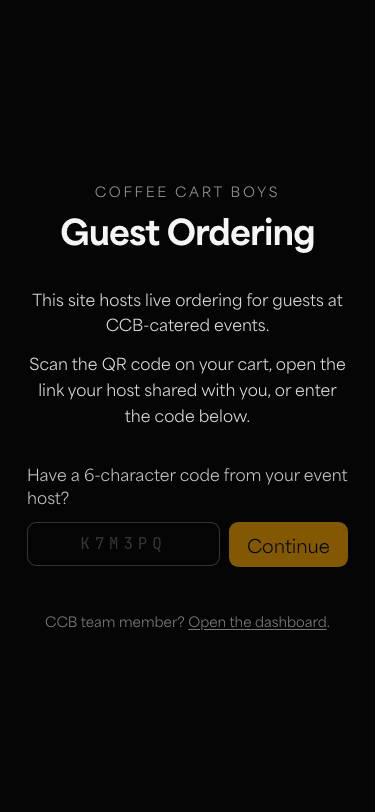 Guest ordering on a phone