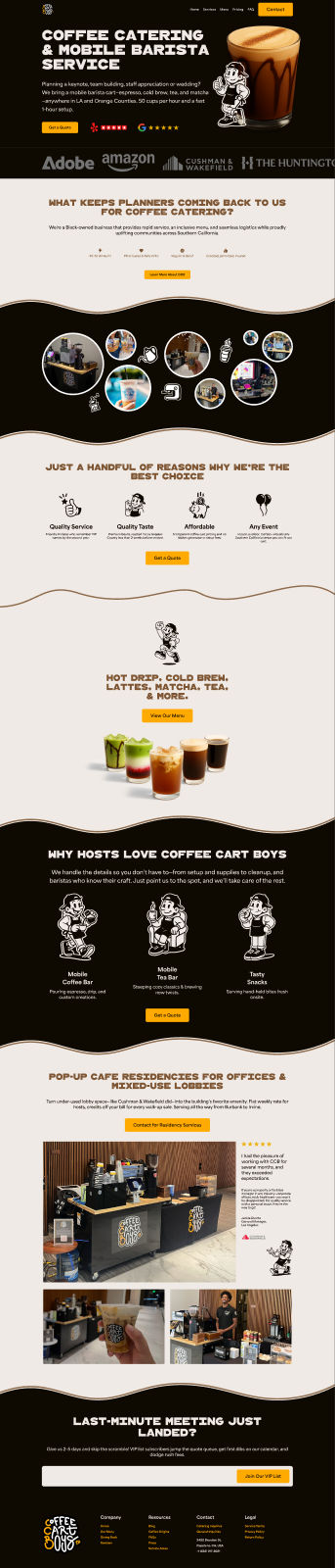 Coffee Cart Boys Homepage design