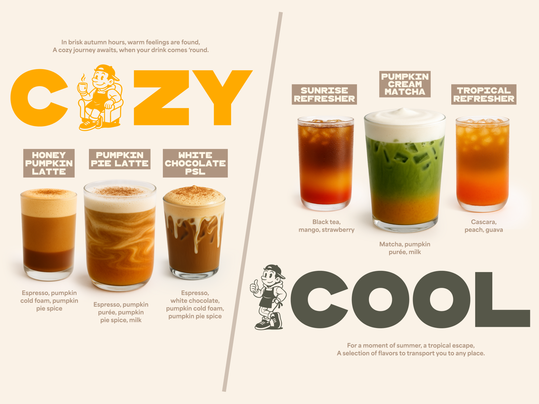 Fall 2025 menu — Cozy & Cool — the full menu